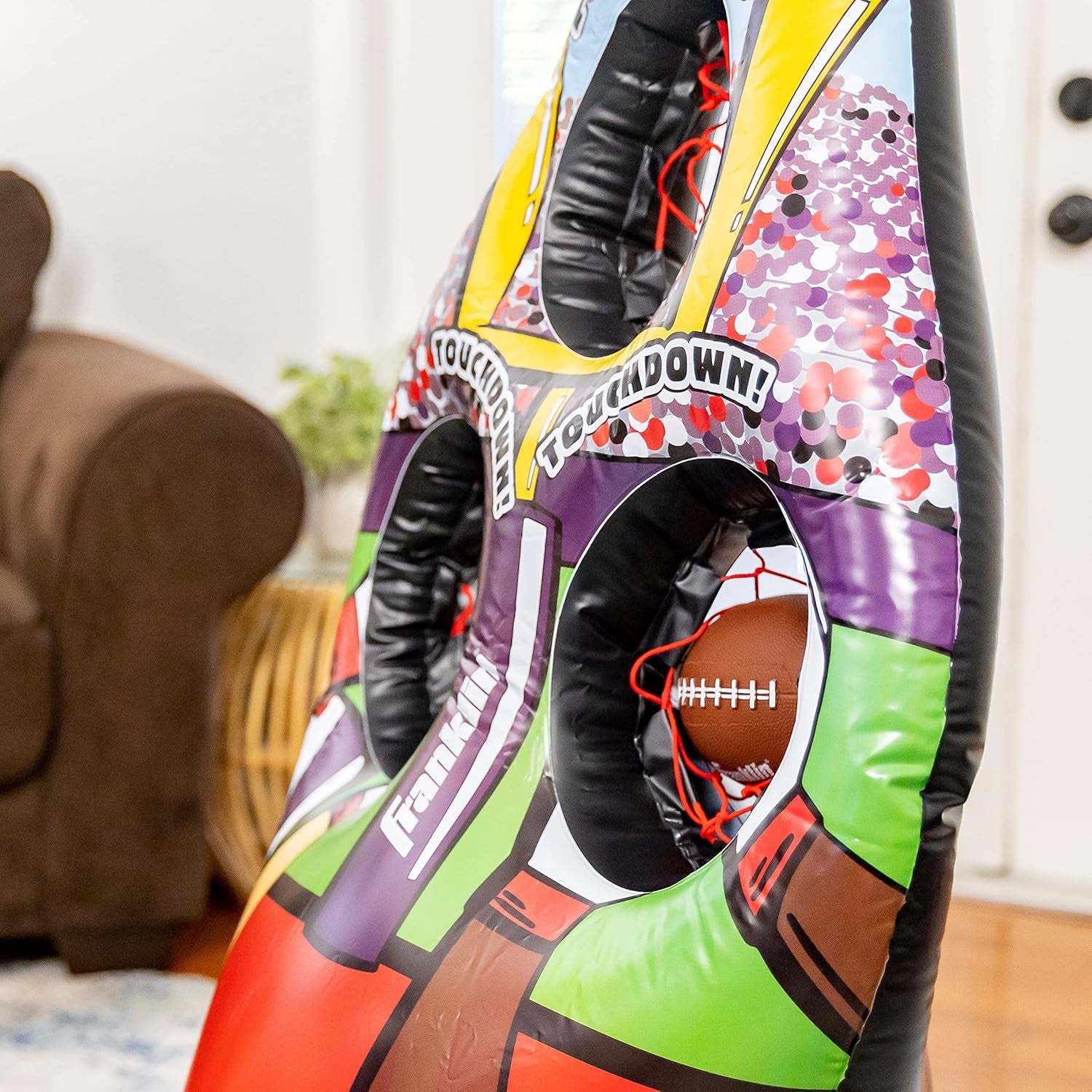 Kids Football Target Toss Game - Inflatable Football Throwing Target Toy with Soft Mini Footballs - Fun Kids Football Toy Toss Game - Inflatable Indoor + Outdoor Sports Game