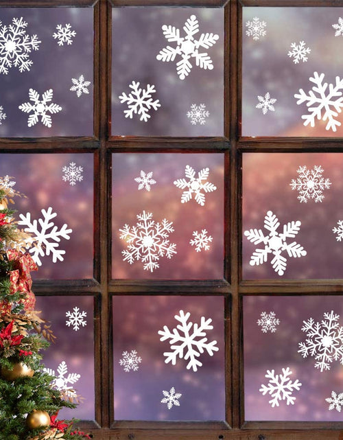 Load image into Gallery viewer, 135Pcs Christmas Window Clings Snowflakes Window Decals Static Window Stickers for Christmas Decorations Window Décor Ornaments Xmas Party Supplies Thanksgiving Party Décor
