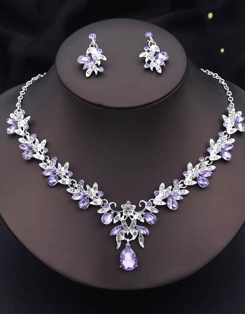 Load image into Gallery viewer, Elegant Fashion Necklace Sets for Women Dangle Earrings Princess Collar Two Piece Set Bride Jewelry Bridal Wedding Accessories
