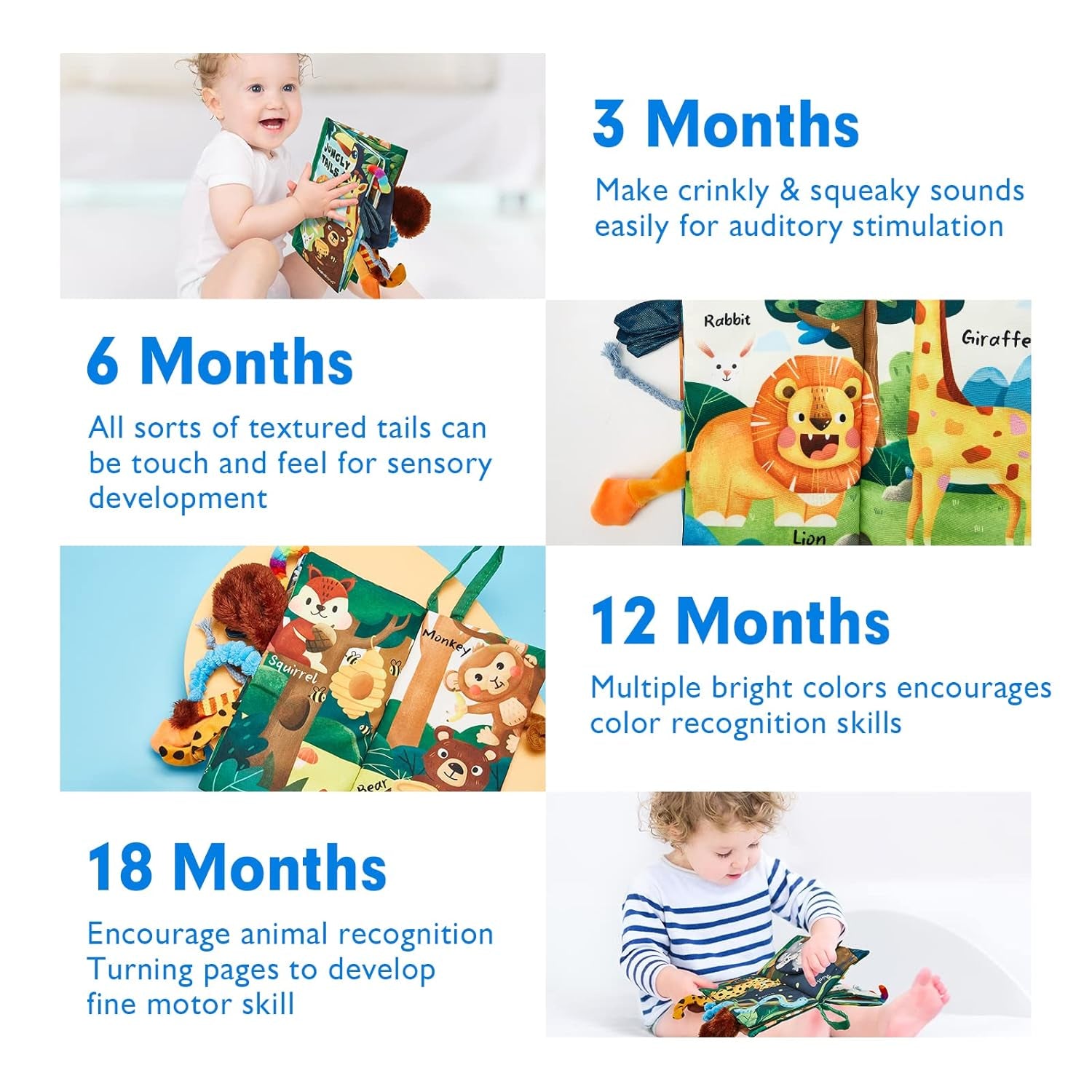 Baby Books 0-6 Months,Infant Tummy Time Toy High Contrast Sensory Baby Toys 6 to 12 Months Touch Feel Book Gift Christmas Stocking Stuffers for Boy Girl 0-3 Months Book Early Learning Toy