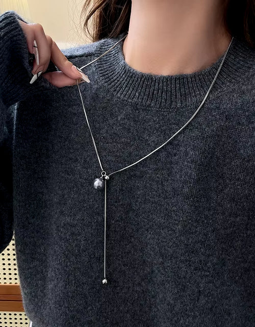 Load image into Gallery viewer, Long Adjustable Gray Pearl Pendant Sweater Chain Necklace for Women&#39;S Fashion Luxury Neckchain Jewelry
