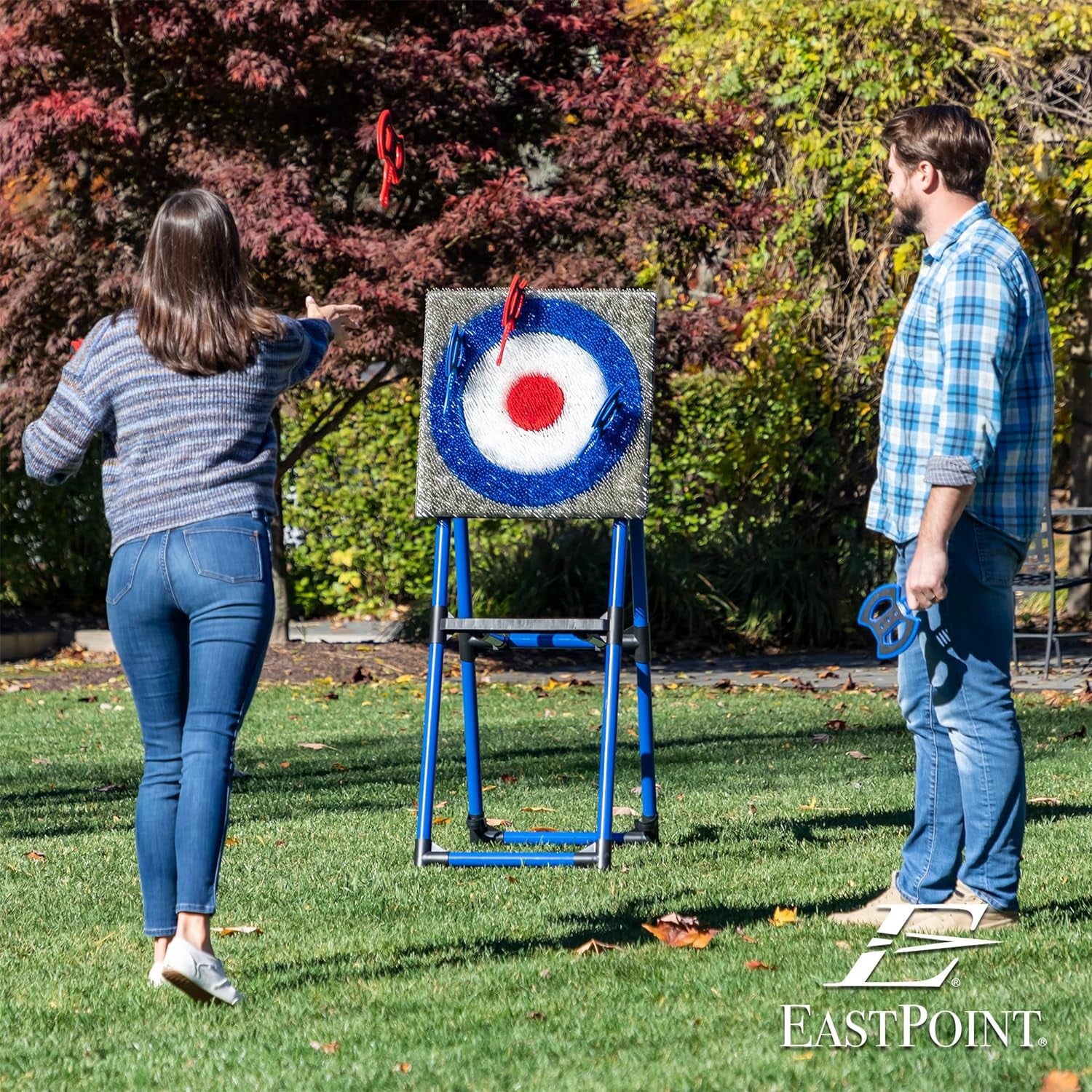 Eastpoint Deluxe Steel Frame Axe Throw Target Game Set - Steel Frame for Indoors and Outdoors