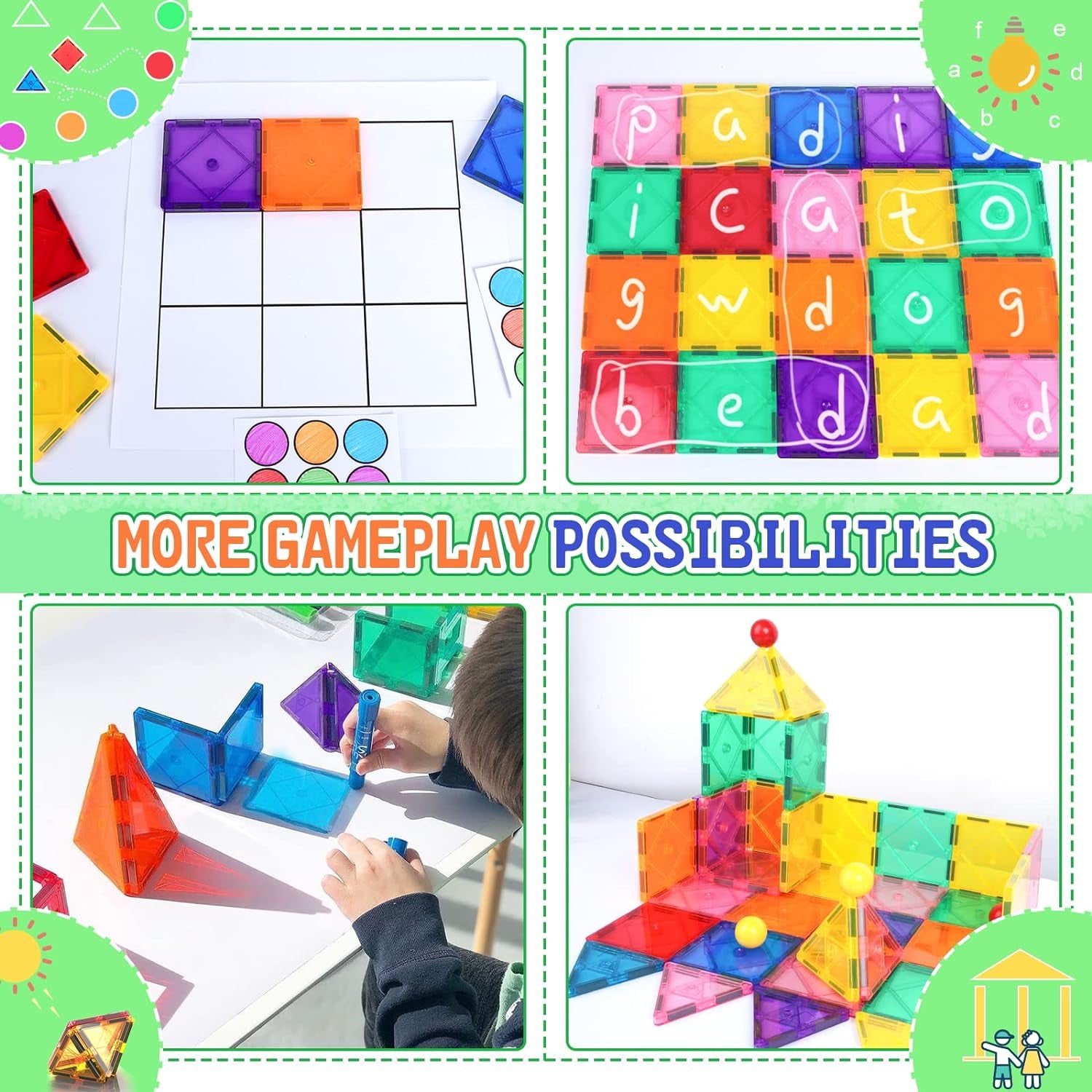 Magnetic Tiles Toddler Toys Magnetic Building Blocks for Kids Ages 3-12 STEM Educational Toys for Girls & Boys Sensory Play for Preschool Learning