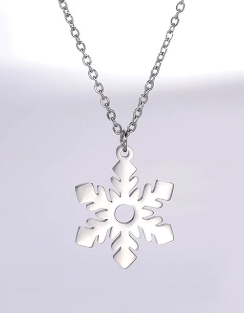 Load image into Gallery viewer, Snowflake Pendant Necklace for Women Stainless Steel Clavicle Chain Choker Fashion Couple Jewelry Valentine&#39;S Day Gift
