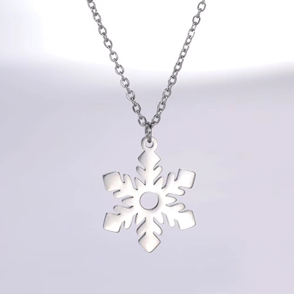 Snowflake Pendant Necklace for Women Stainless Steel Clavicle Chain Choker Fashion Couple Jewelry Valentine'S Day Gift