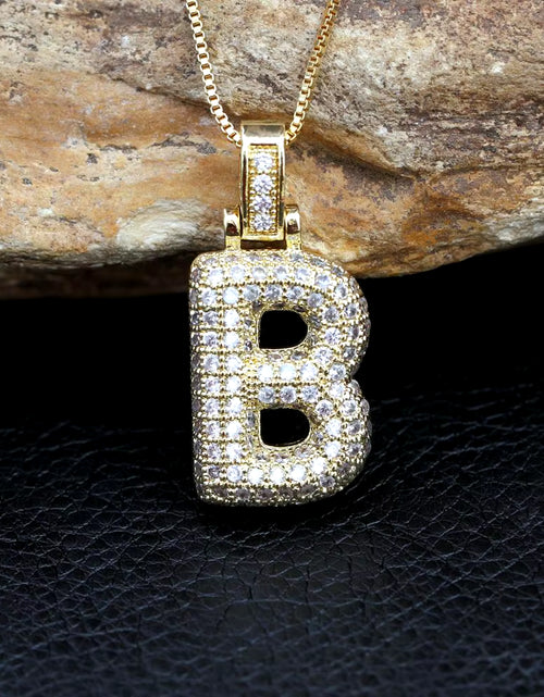 Load image into Gallery viewer, Fashion 26 Letters Necklace Custom Name Pendant Charm for Men and Women A-Z Alphabet Cubic Zircon Hip Hop Jewelry Gift
