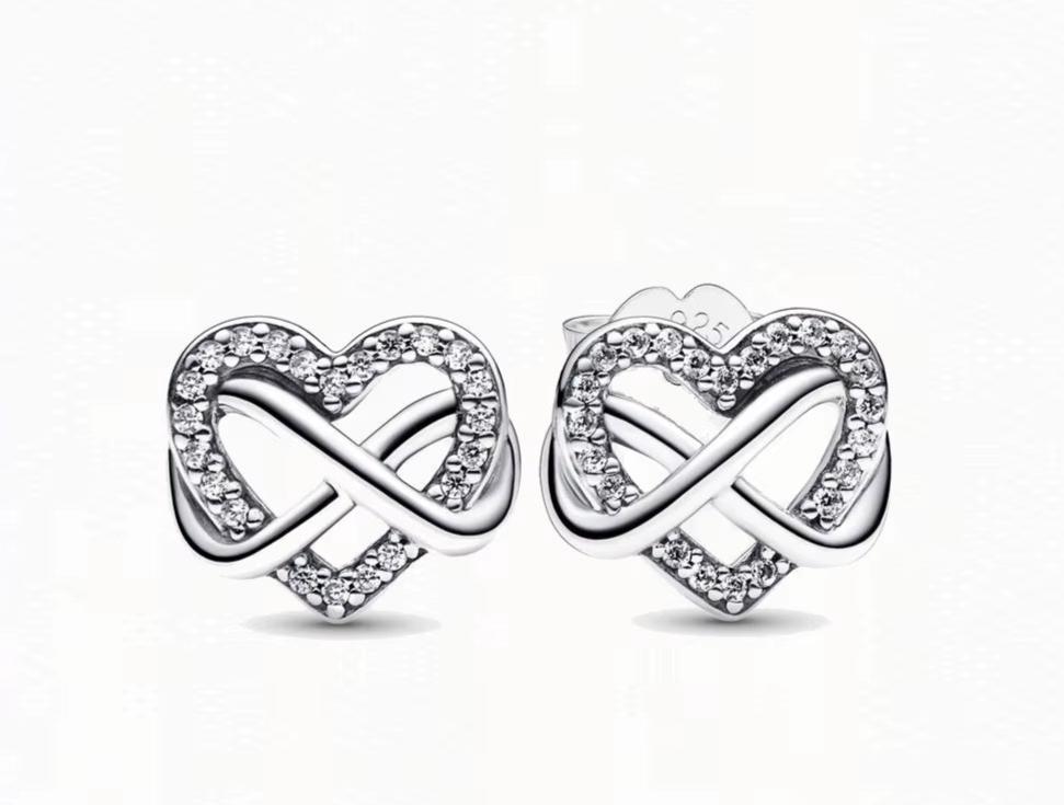 Original Authentic 925 Sterling Silver Earrings Sparkling Freehand Heart Hoop Plata Pandore Earrings Women Fashion Jewelry Gift