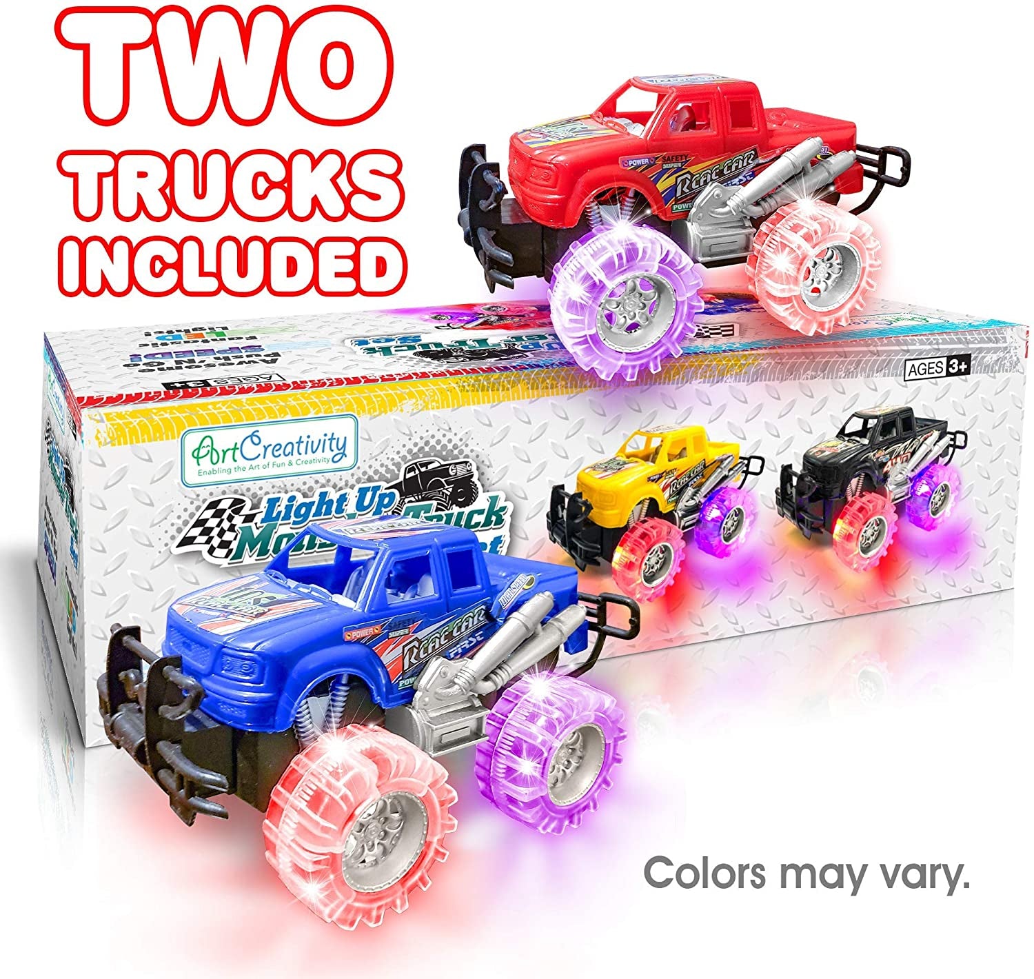 Light up Monster Trucks for Boys and Girls, Toy Truck Set of 2, Monster Trucks for Boys 3-6 Years Old, Toddler Monster Truck Toys, Light up Trucks, Easter Gifts for Kids