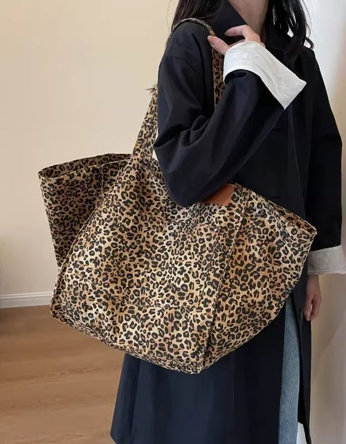 Load image into Gallery viewer, Oversized Leopard Prints Shoulder Bags for Women Deformable Canvas Large Capacity Shopping Totes 2024 Winter New Luxury Handbags
