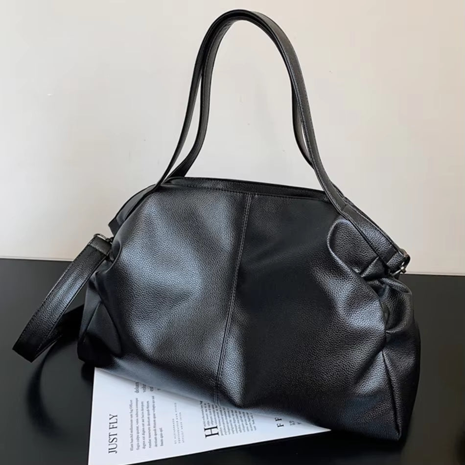 Large Black Shoulder Crossbody Bags for Women 2024 Hobo Shopper Sac Solid Color Quality PU Leather Handbag Lady Travel Tote Bag