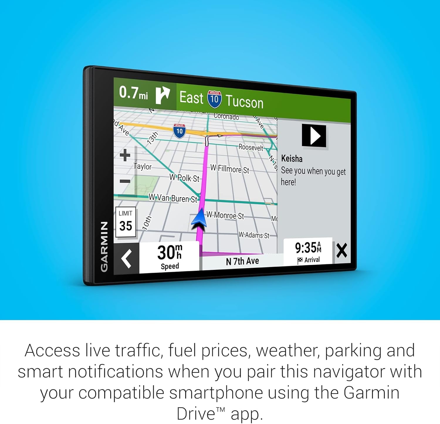 Drivesmart 76, 7-Inch Car GPS Navigator with Bright, Crisp High-Resolution Maps and  Voice Assist