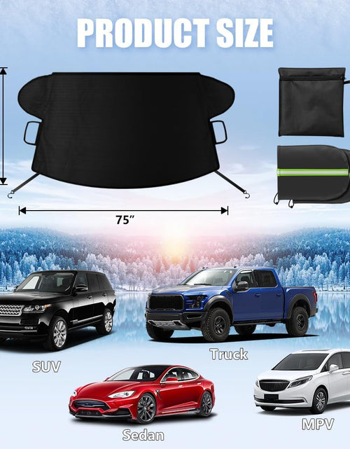 Load image into Gallery viewer, Car Windshield Cover for Ice and Snow, Windshield Snow Cover, Performance Brake Kits with Side Mirrors Cover for Snow, Ice, UV Fits Most Cars, Trucks, Vans, Suvs, Black
