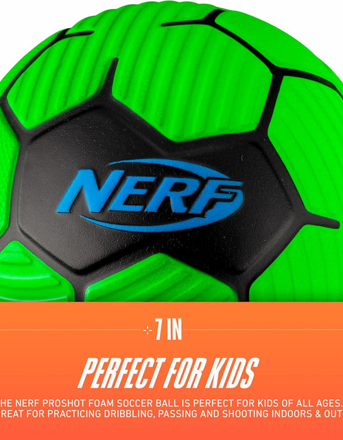 Load image into Gallery viewer, NERF Kids Foam Mini Soccer Ball - Proshot Youth Soccer Ball - 7&quot; Indoor + Outdoor Ball for Kids + Toddlers -Green/Blue
