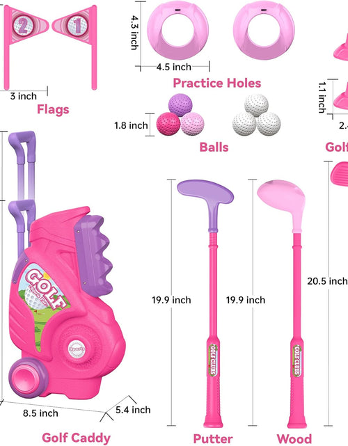 Load image into Gallery viewer, Toddler Golf Set for 1 2 3 4 5 Years Old, Upgraded Kids Golf Cart with Unique Shoulder Strap Design, Indoor and Outdoor Golf Toys for Boys Girls (Pink)
