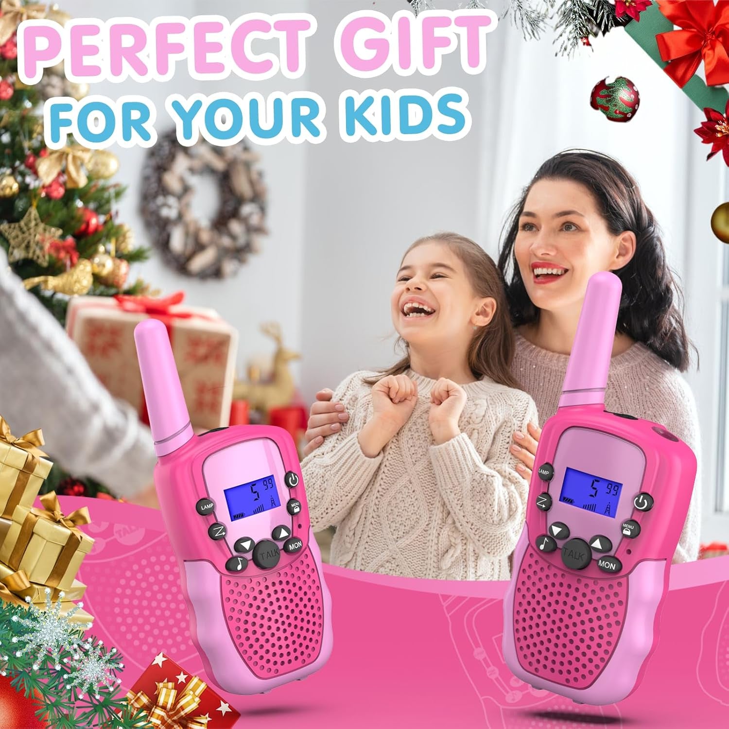 Toys for 3-12 Year Old Girls Boys, Walkie Talkies for Kids 22 Channels 2 Way Radio Toy with Backlit LCD Flashlight, 3 Miles Range for Outside, Camping, Hiking