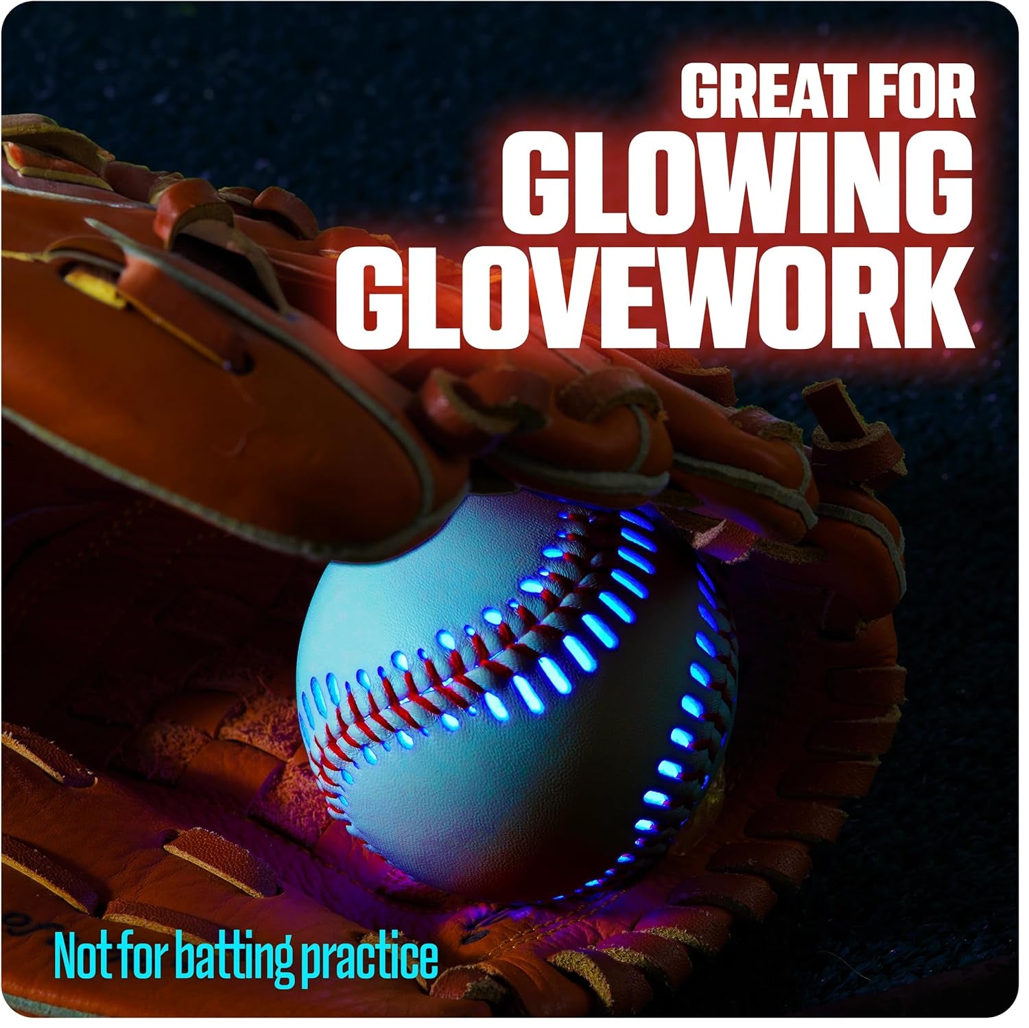 Premium Leather LED Rechargeable Light-Up Baseball - Illuminate the Game - Nighttime Fun and Play - Sports Stuff & Gadgets for Kids Age 8 Years Old and up - Catch Only