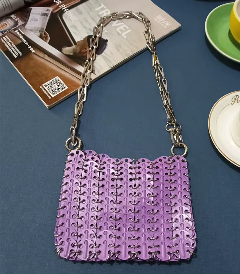 Luxury Designer Women'S Bag Trend Hand Woven Hollow Metal Chain Tote Bag Clutch Female Bag Travel Holiday Shoulder Bag Handbag