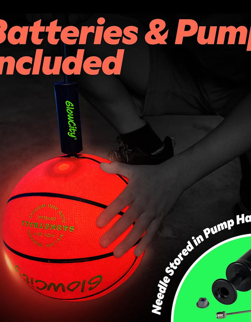 Load image into Gallery viewer, Glow in the Dark Basketball for Teen Boy - Glowing Red Basket Ball, Light up LED Toy for Night Ball Games - Sports Stuff &amp; Gadgets for Kids Age 8 Years Old and Up. Great Gift for Boys &amp; Girls
