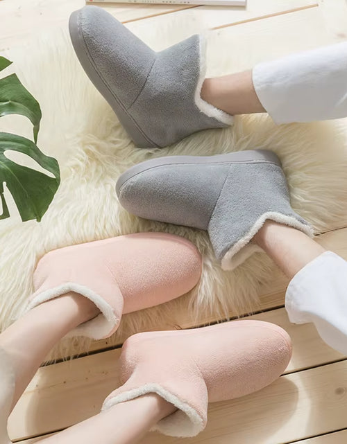 Load image into Gallery viewer, Women Winter Slippers Warm Plush Slip-On Couples Home Floor Shoes Anti-Slip Comfortable Flats Female Soft Faux Fur Boots
