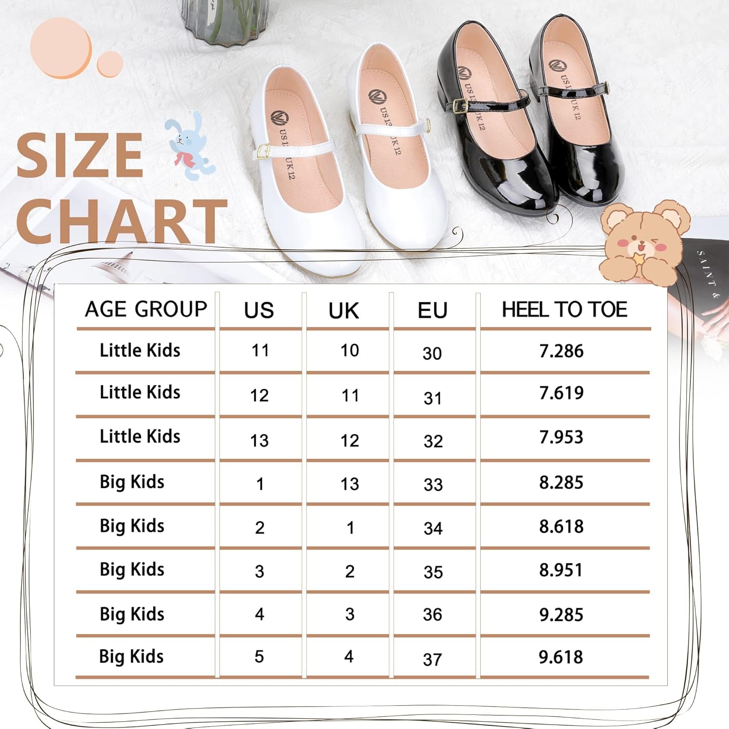 Girls Mary Jane Dress Shoes - Princess Ballerina Flats Low Heels for School Party Wedding, Back to School Shoes for Girls (Little Kid/Big Kids)