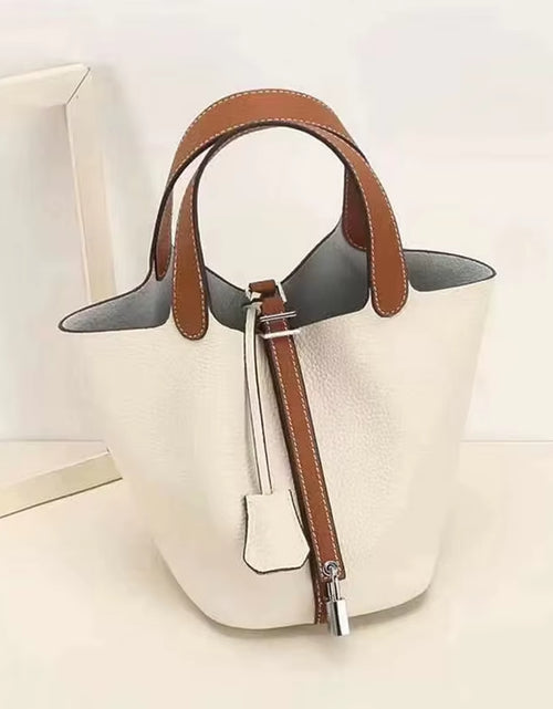 Load image into Gallery viewer, Various Genuine Leather Luxury Bag Fashion  Vegetable Basket Style Portable Women Bucket Bag with Lock
