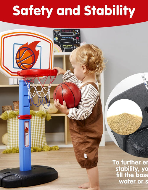 Load image into Gallery viewer, Toddler Basketball Arcade Game Set, Adjustable Basketball Goal with 4 Balls for Kids Indoor Outdoor Play, Carnival Games, Christmas Birthday Gift for Boys Girls Age 1 and up - Air Pump Included
