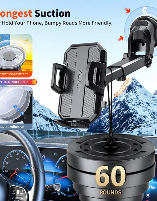 Load image into Gallery viewer, Upgraded 3-In-1 Car Phone Holder Mount [Powerful Suction] Phone Mount for Car Dashboard Air Vent Windshield,For All Iphone Android Phone (Black)
