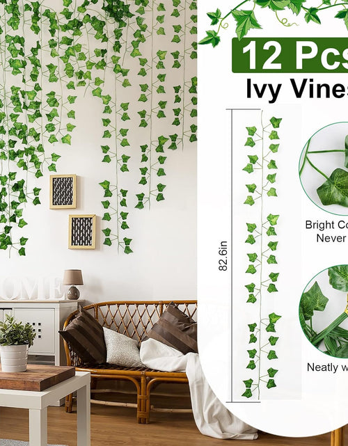 Load image into Gallery viewer, 12 Pack 86 FT Artificial Ivy Garland, Fake Ivy Leaf Plants Vine Greenery Garland Home Kitchen Balcony Garden Office Wedding Wall Decor
