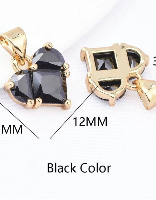 Load image into Gallery viewer, (280)4PCS 14X14.5Mm Hole 2.5MM 24K Gold Color Brass with Zircon Heart Charms Pendants High Quality Jewelry Findings Accessories
