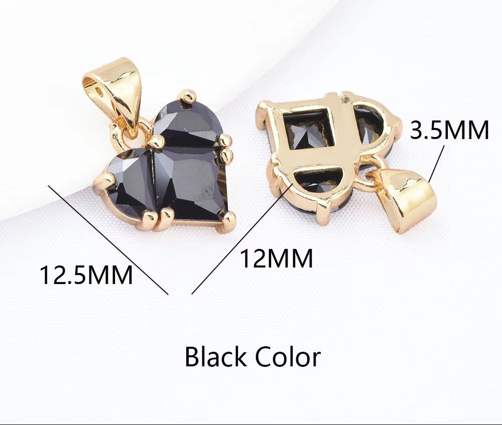 (280)4PCS 14X14.5Mm Hole 2.5MM 24K Gold Color Brass with Zircon Heart Charms Pendants High Quality Jewelry Findings Accessories