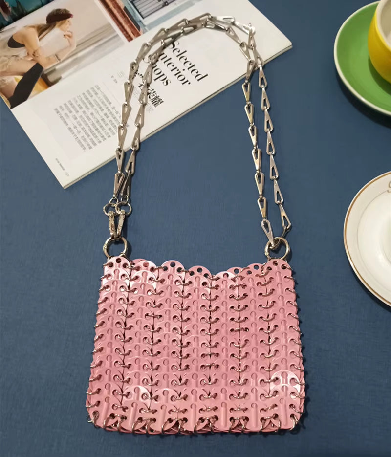 Luxury Designer Women'S Bag Trend Hand Woven Hollow Metal Chain Tote Bag Clutch Female Bag Travel Holiday Shoulder Bag Handbag