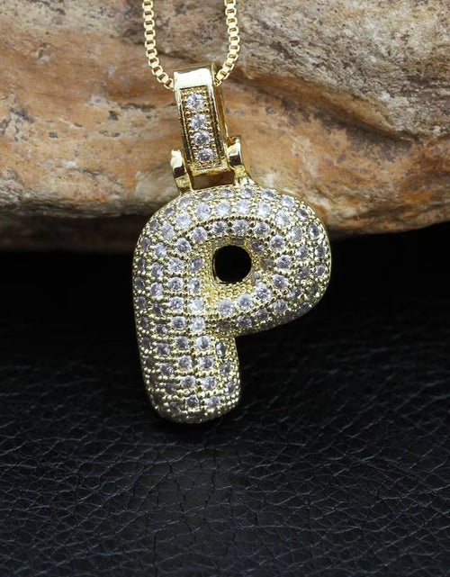 Load image into Gallery viewer, Fashion 26 Letters Necklace Custom Name Pendant Charm for Men and Women A-Z Alphabet Cubic Zircon Hip Hop Jewelry Gift
