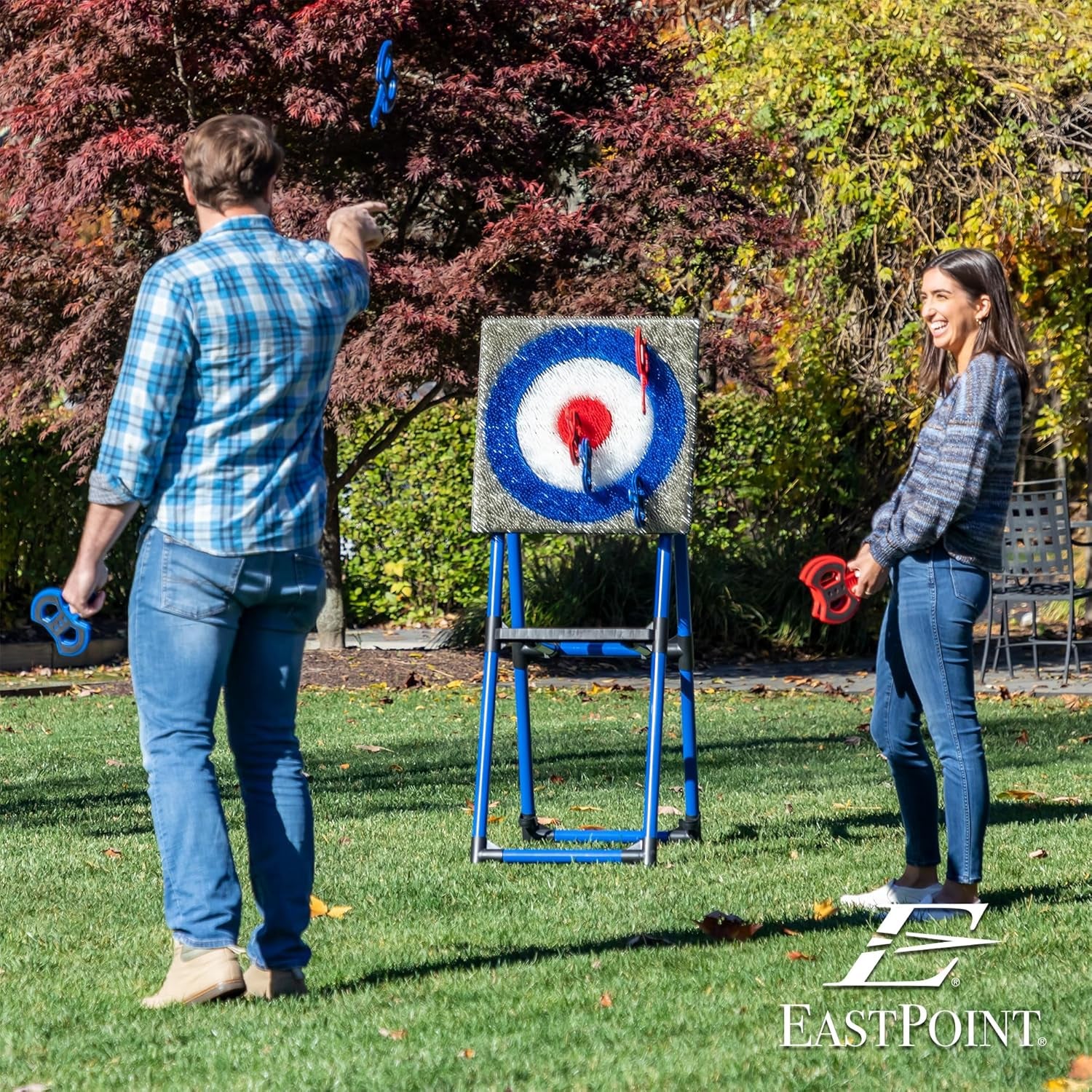 Eastpoint Deluxe Steel Frame Axe Throw Target Game Set - Steel Frame for Indoors and Outdoors