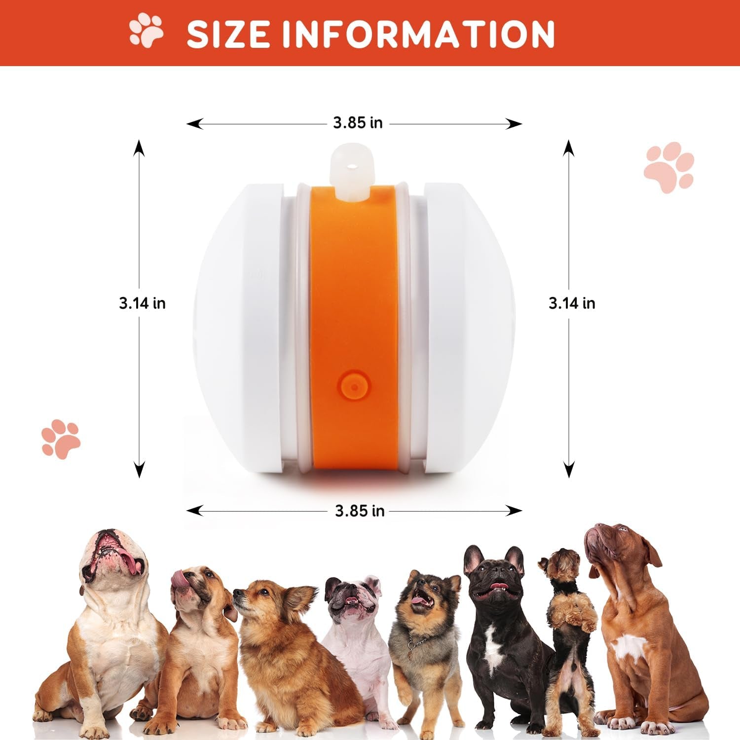 Interactive Dog Ball, Random Path Electric Automatic Moving and Rolling Dog Toy with Rope for Small Medium Large Dogs, Motion-Activated Dog Stimulation Toy for Boredom Relief (Orange-Red)