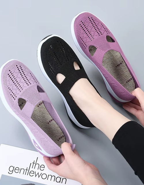 Load image into Gallery viewer, Women&#39;S New Summer Shoes Mesh Breathable Sneakers Light Slip on Flat Platform Casual Shoes Ladies Anti-Slip Walking Woven Shoes
