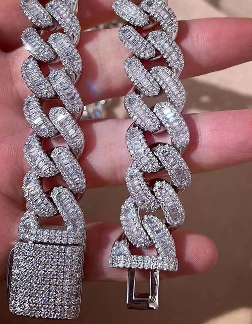 Load image into Gallery viewer, 15Mm Zircon Cuban Link Chain Iced Out in Hand-Set Simulated Diamond Stones Bling Miami CZ Necklace Gift for Her/Him
