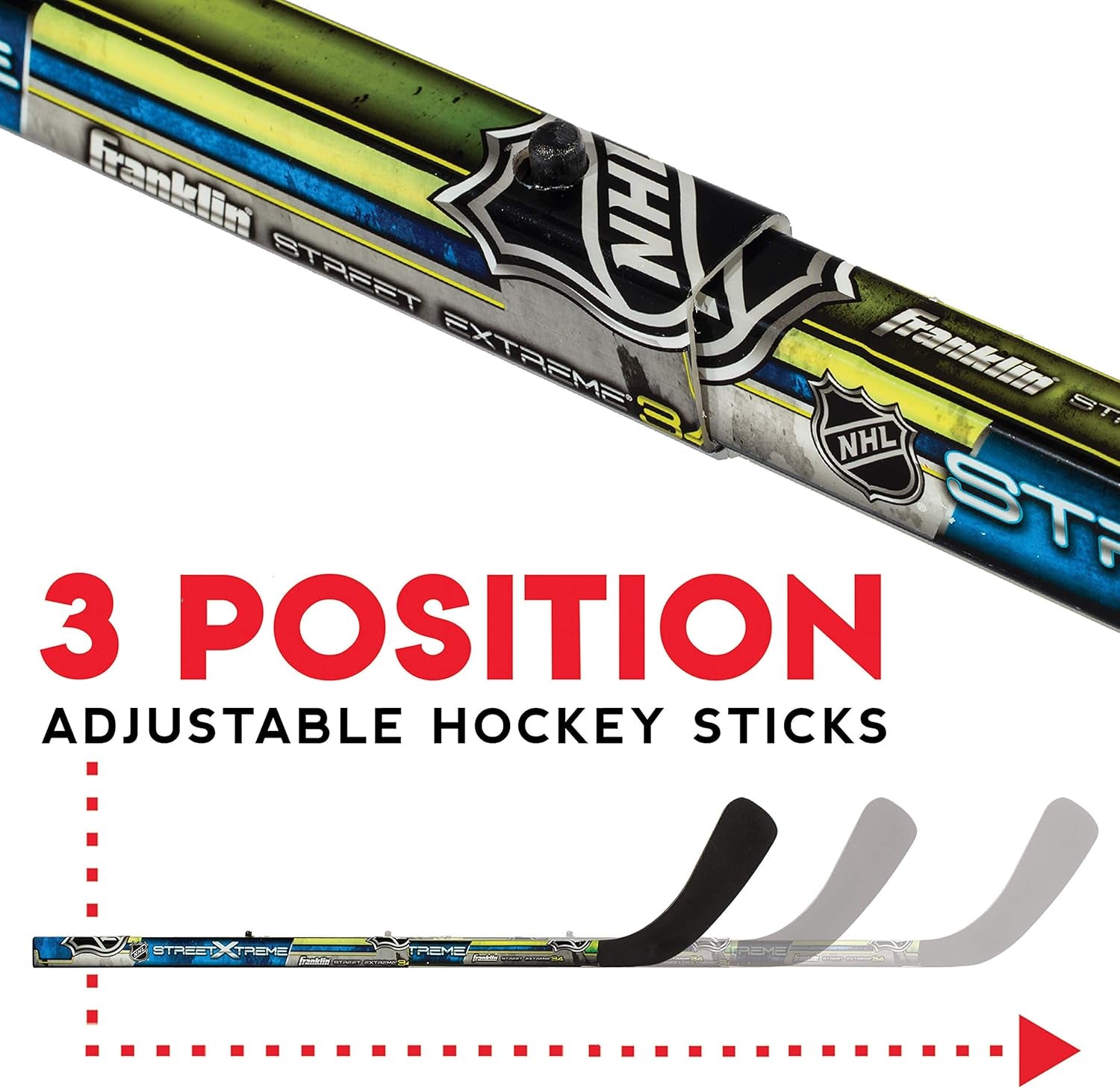 - NHL Kids Folding Hockey Goals Set - (2) Street Hockey & Knee Hockey Goals - (2) Adjustable Youth Hockey Sticks, (2) Knee Hockey Sticks, (2) Mini Hockey Balls + (1) Street Hockey Ball