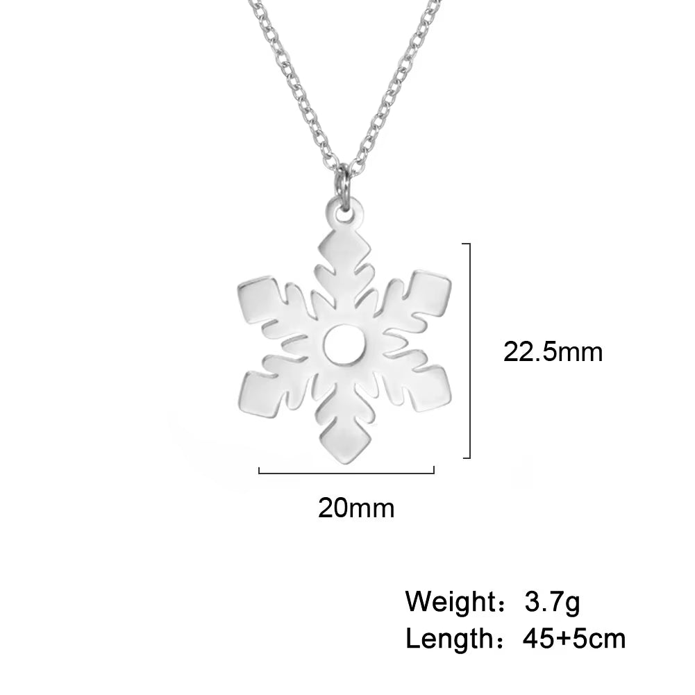 Snowflake Pendant Necklace for Women Stainless Steel Clavicle Chain Choker Fashion Couple Jewelry Valentine'S Day Gift