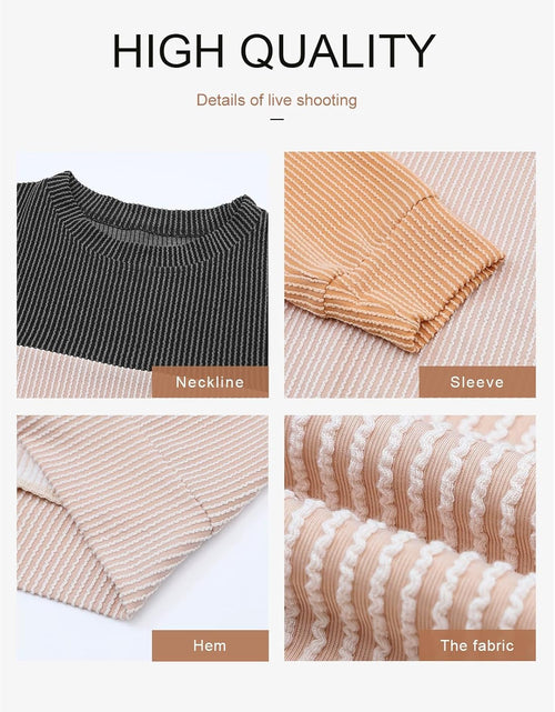 Load image into Gallery viewer, Womens Fashion 2024 Color Block Long Sleeve Crewneck Knitted Casual Loose Pullover Shirts Tops
