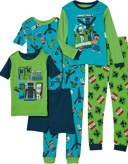 Load image into Gallery viewer, Boys&#39; 6-Piece Snug-Fit Cotton Pajama Set, Soft &amp; Cute for Kids
