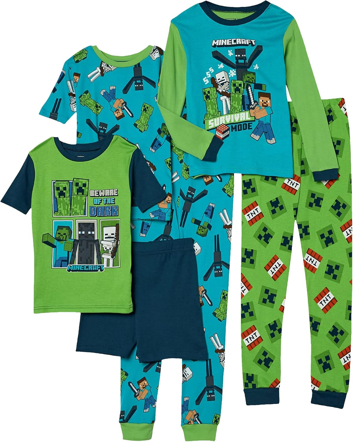 Boys' 6-Piece Snug-Fit Cotton Pajama Set, Soft & Cute for Kids