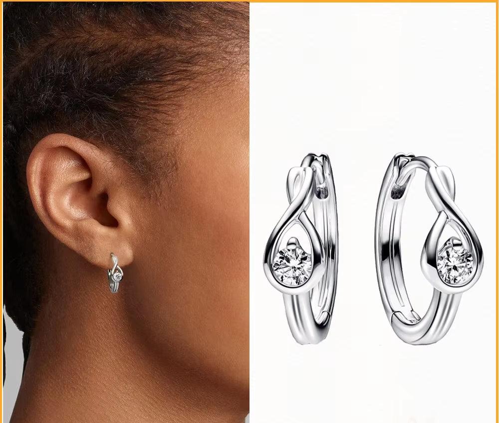 Original Authentic 925 Sterling Silver Earrings Sparkling Freehand Heart Hoop Plata Pandore Earrings Women Fashion Jewelry Gift