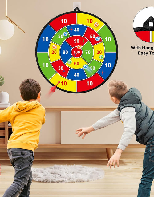 Load image into Gallery viewer, Large Dart Board for Kids, Kids Double-Sided Dart Board with Sticky Balls and Darts, Indoor/Outdoor Sport Fun Party Play Game Toys, Gifts for 3 4 5 6 7 8 9 10 11 12 Year Old Boys Girls
