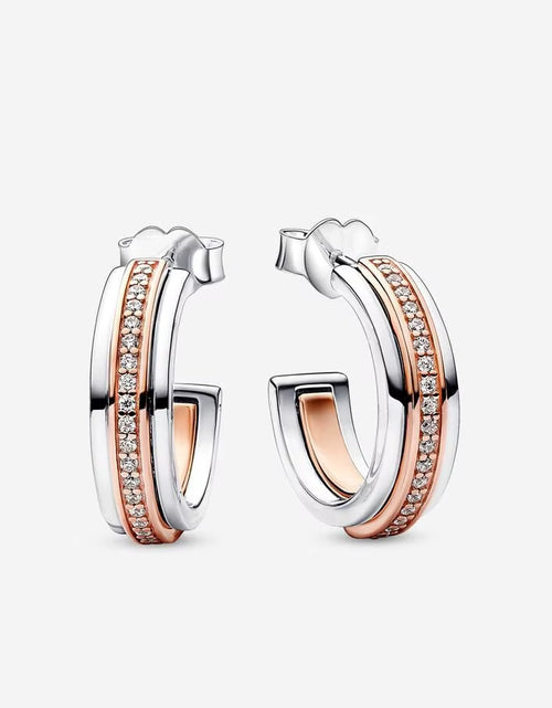 Load image into Gallery viewer, Original Authentic 925 Sterling Silver Earrings Sparkling Freehand Heart Hoop Plata Pandore Earrings Women Fashion Jewelry Gift
