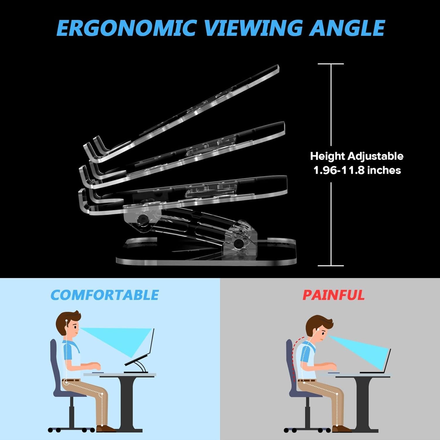 Adjustable Foldable Laptop Stand, Portable Ergonomic Computer Stand for Laptop, Compatible with 10 to 15.6 Inches Notebook Computers