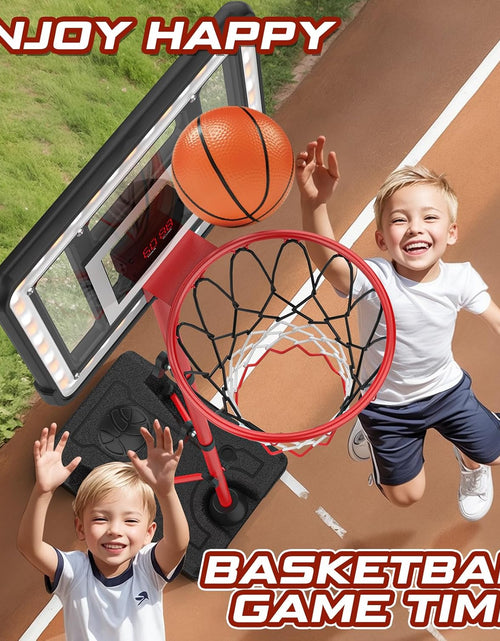 Load image into Gallery viewer, Basketball Hoop for Kids with Stand, Adjustable Height Basketball Hoop with Electronic Scoreboard and LED Light, Indoor Outdoor Backyard Sport Game Gifts Toys for 3 4 5 6 7 8
