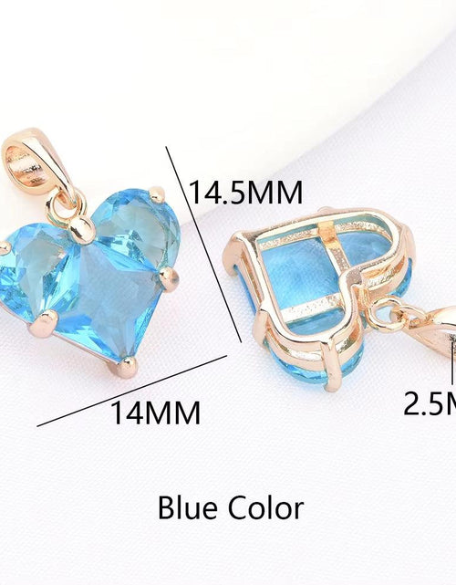 Load image into Gallery viewer, (280)4PCS 14X14.5Mm Hole 2.5MM 24K Gold Color Brass with Zircon Heart Charms Pendants High Quality Jewelry Findings Accessories
