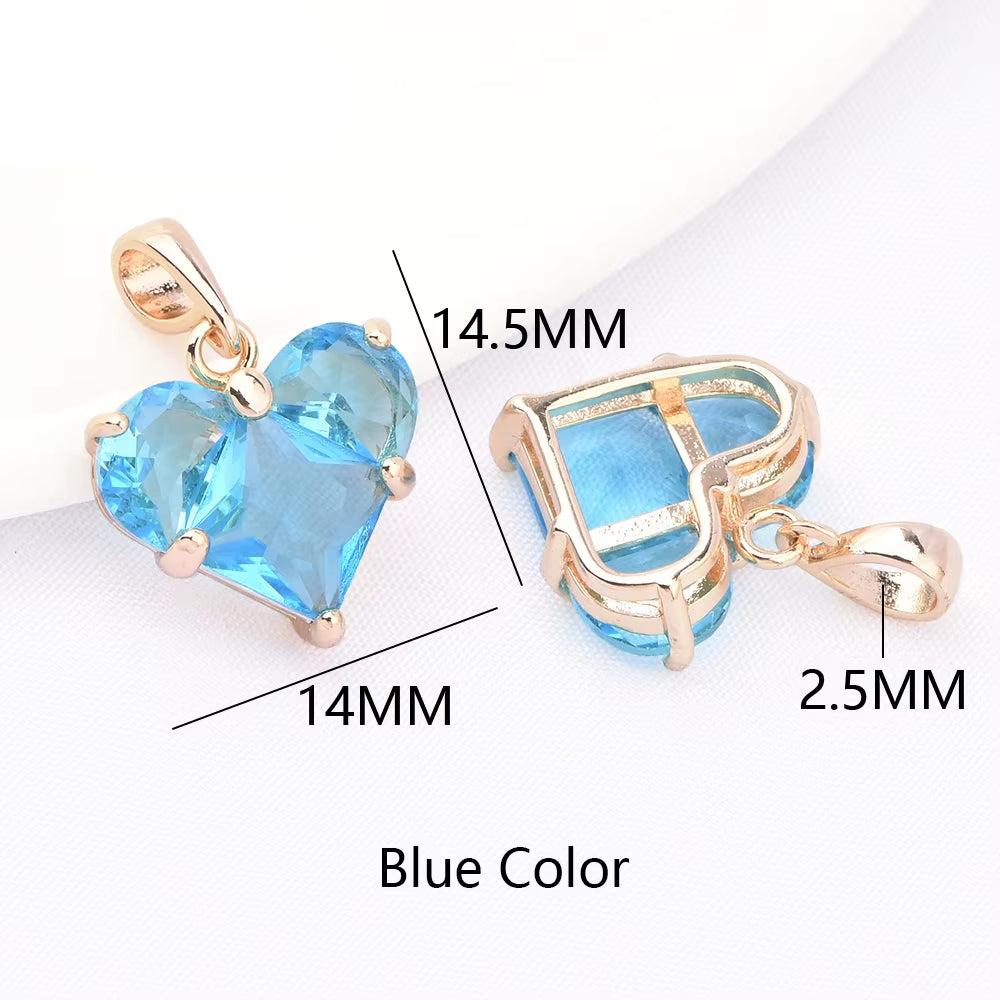 (280)4PCS 14X14.5Mm Hole 2.5MM 24K Gold Color Brass with Zircon Heart Charms Pendants High Quality Jewelry Findings Accessories