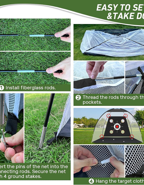 Load image into Gallery viewer, Golf Net, Golf Practice Net with Golf Mat, Golf Hitting Aid Nets 10X7Ft for Backyard Driving Chipping Training Swing with Target/Mat/Balls/Tee Outdoor&amp; Indoor–Golf Gifts for Men/Dad/Him | Golf Lovers
