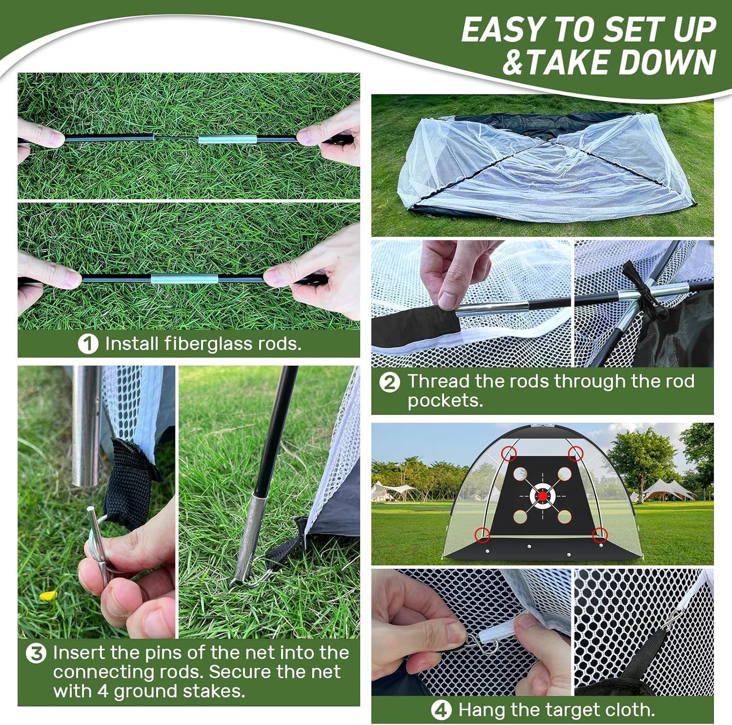 Golf Net, Golf Practice Net with Golf Mat, Golf Hitting Aid Nets 10X7Ft for Backyard Driving Chipping Training Swing with Target/Mat/Balls/Tee Outdoor& Indoor–Golf Gifts for Men/Dad/Him | Golf Lovers